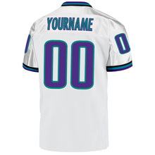 Load image into Gallery viewer, Custom White Purple-Aqua Mesh Authentic Throwback Football Jersey
