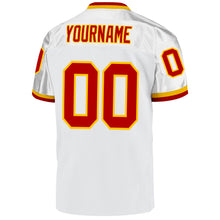 Load image into Gallery viewer, Custom White Red-Gold Mesh Authentic Throwback Football Jersey