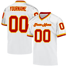 Load image into Gallery viewer, Custom White Red-Gold Mesh Authentic Throwback Football Jersey