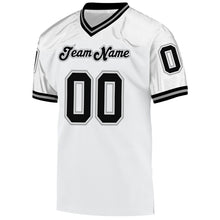 Load image into Gallery viewer, Custom White Black-Gray Mesh Authentic Throwback Football Jersey
