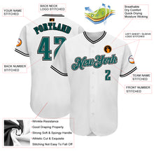 Load image into Gallery viewer, Custom White Midnight Green-Black Authentic Baseball Jersey