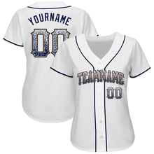 Load image into Gallery viewer, Custom White Navy-Old Gold Authentic Drift Fashion Baseball Jersey