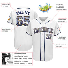 Load image into Gallery viewer, Custom White Navy-Old Gold Authentic Drift Fashion Baseball Jersey