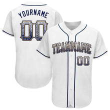 Load image into Gallery viewer, Custom White Navy-Old Gold Authentic Drift Fashion Baseball Jersey