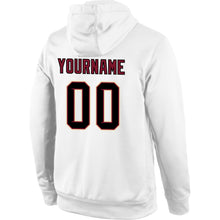 Load image into Gallery viewer, Custom Stitched White Black-Crimson Sports Pullover Sweatshirt Hoodie