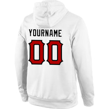 Load image into Gallery viewer, Custom Stitched White Red-Black Sports Pullover Sweatshirt Hoodie