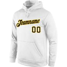 Load image into Gallery viewer, Custom Stitched White Black-Gold Sports Pullover Sweatshirt Hoodie