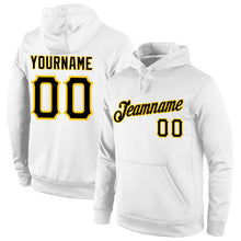 Load image into Gallery viewer, Custom Stitched White Black-Gold Sports Pullover Sweatshirt Hoodie