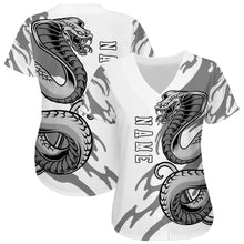 Load image into Gallery viewer, Custom White White-Black 3D Snake Authentic Baseball Jersey