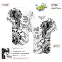 Load image into Gallery viewer, Custom White White-Black 3D Snake Authentic Baseball Jersey