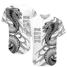 Load image into Gallery viewer, Custom White White-Black 3D Snake Authentic Baseball Jersey