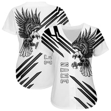 Load image into Gallery viewer, Custom White White-Black 3D Eagle Authentic Baseball Jersey