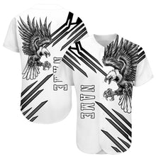 Load image into Gallery viewer, Custom White White-Black 3D Eagle Authentic Baseball Jersey