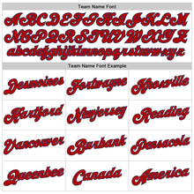 Load image into Gallery viewer, Custom White Navy Pinstripe Red-Navy Authentic Basketball Jersey