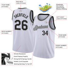 Load image into Gallery viewer, Custom White Purple Pinstripe Black-Gray Authentic Basketball Jersey