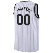 Load image into Gallery viewer, Custom White Purple Pinstripe Black-Gray Authentic Basketball Jersey