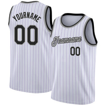 Load image into Gallery viewer, Custom White Purple Pinstripe Black-Gray Authentic Basketball Jersey