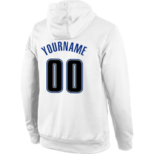 Load image into Gallery viewer, Custom Stitched White Black-Royal Sports Pullover Sweatshirt Hoodie