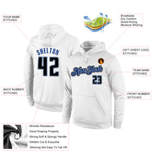 Load image into Gallery viewer, Custom Stitched White Black-Royal Sports Pullover Sweatshirt Hoodie