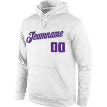 Load image into Gallery viewer, Custom Stitched White Purple-Gray Sports Pullover Sweatshirt Hoodie