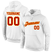 Load image into Gallery viewer, Custom Stitched White Red-Gold Sports Pullover Sweatshirt Hoodie