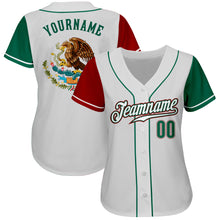 Load image into Gallery viewer, Custom White Kelly Green-Red Authentic Mexico Two Tone Baseball Jersey