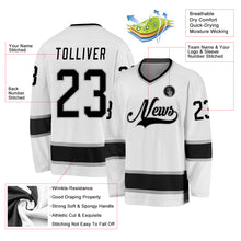 Load image into Gallery viewer, Custom White Black-Gray Hockey Jersey