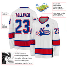 Load image into Gallery viewer, Custom White Royal-Red Hockey Jersey