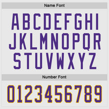 Load image into Gallery viewer, Custom White Purple-Gold Hockey Jersey