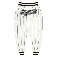 Load image into Gallery viewer, Custom White Black Pinstripe Black-White Sports Pants