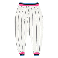Load image into Gallery viewer, Custom White Black Pinstripe Pink-Light Blue Sports Pants