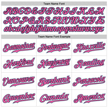 Load image into Gallery viewer, Custom White Black Pinstripe Pink-Light Blue Sports Pants