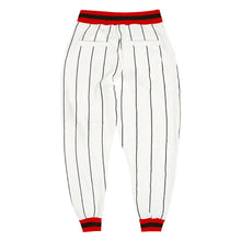 Load image into Gallery viewer, Custom White Black Pinstripe Red-Black Sports Pants
