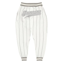 Load image into Gallery viewer, Custom White Gray Pinstripe Gray-White Sports Pants