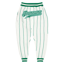 Load image into Gallery viewer, Custom White Kelly Green Pinstripe Kelly Green-White Sports Pants