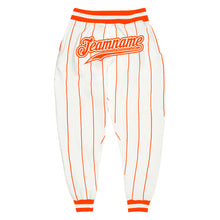 Load image into Gallery viewer, Custom White Orange Pinstripe Orange-White Sports Pants