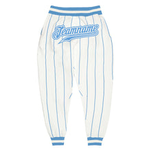 Load image into Gallery viewer, Custom White Light Blue Pinstripe Light Blue-White Sports Pants