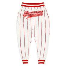 Load image into Gallery viewer, Custom White Red Pinstripe Red-White Sports Pants