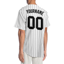 Load image into Gallery viewer, Custom White Black Pinstripe Black-Gray Authentic Baseball Jersey