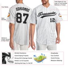 Load image into Gallery viewer, Custom White Black Pinstripe Black-Gray Authentic Baseball Jersey