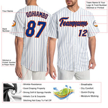 Load image into Gallery viewer, Custom White Royal Pinstripe Royal-Orange Authentic Baseball Jersey