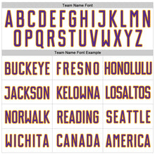 Load image into Gallery viewer, Custom White Purple Pinstripe Purple-Gold Authentic Baseball Jersey