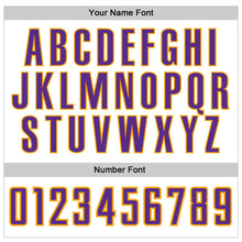 Load image into Gallery viewer, Custom White Purple Pinstripe Purple-Gold Authentic Baseball Jersey