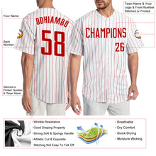 Load image into Gallery viewer, Custom White Red Pinstripe Red Authentic Baseball Jersey
