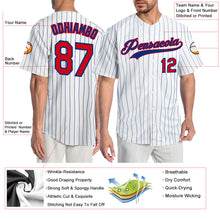 Load image into Gallery viewer, Custom White Royal Pinstripe Red-Royal Authentic Baseball Jersey