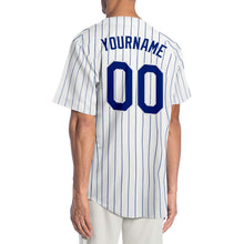 Load image into Gallery viewer, Custom White Royal Pinstripe Royal-White Authentic Baseball Jersey