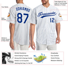 Load image into Gallery viewer, Custom White Royal Pinstripe Royal-White Authentic Baseball Jersey