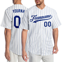 Load image into Gallery viewer, Custom White Royal Pinstripe Royal-White Authentic Baseball Jersey