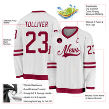Load image into Gallery viewer, Custom White Maroon Hockey Jersey