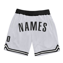 Load image into Gallery viewer, Custom White Black Authentic Throwback Basketball Shorts